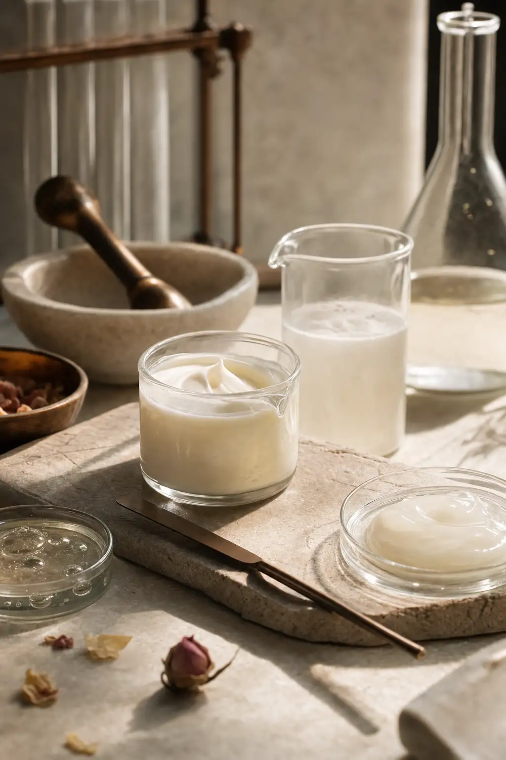 Cosmetic formulation laboratory with serum textures